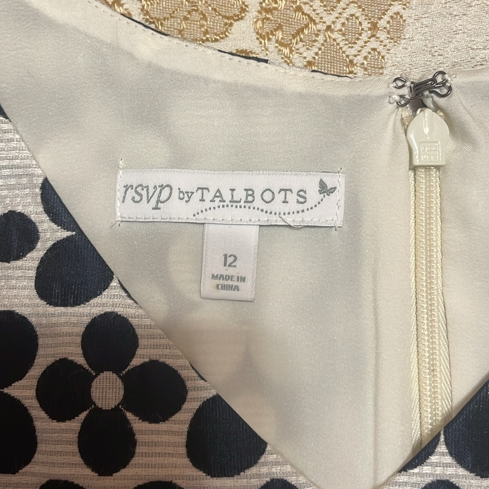 rsvp by TALBOTS Size 12 Sleeveless Dress. Deep Navy and Off White. - Picture 7 of 16